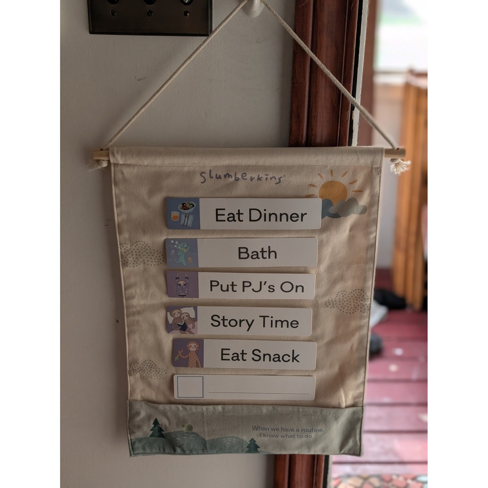 Slumberkins Canvas Routine Wall Hanging Chart Double Sided Kids Daily Schedule
